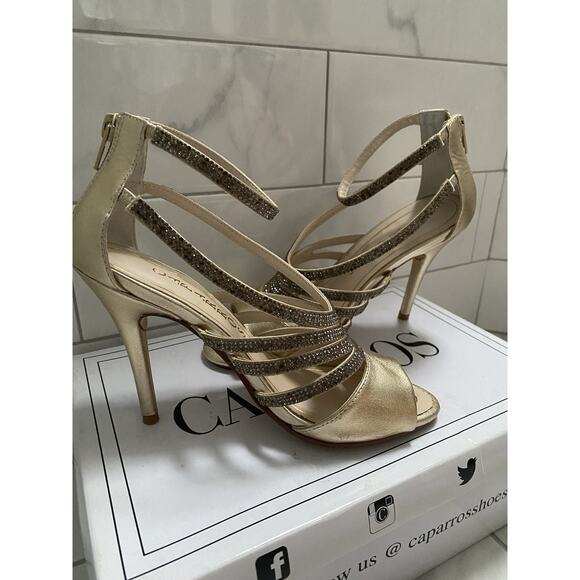 Caparros Platino Metallic Gold Open Toes Sz 61/2 M - Picture 2 of 12